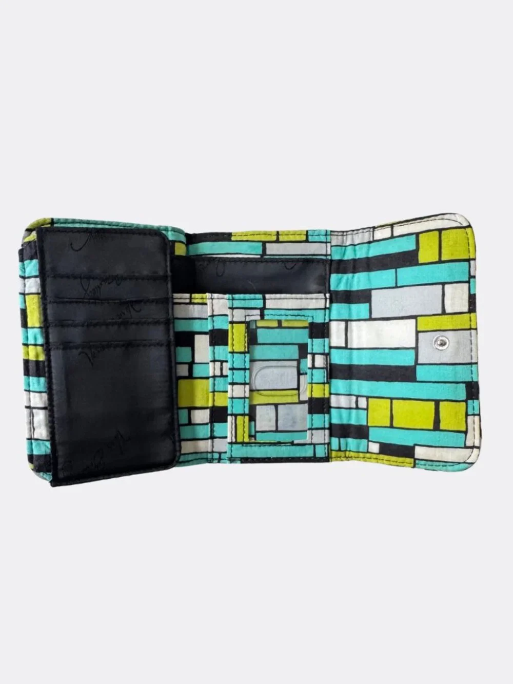 Vera Bradley Island Blooms Retired Trifold Organizer Wallet Turquoise Floral